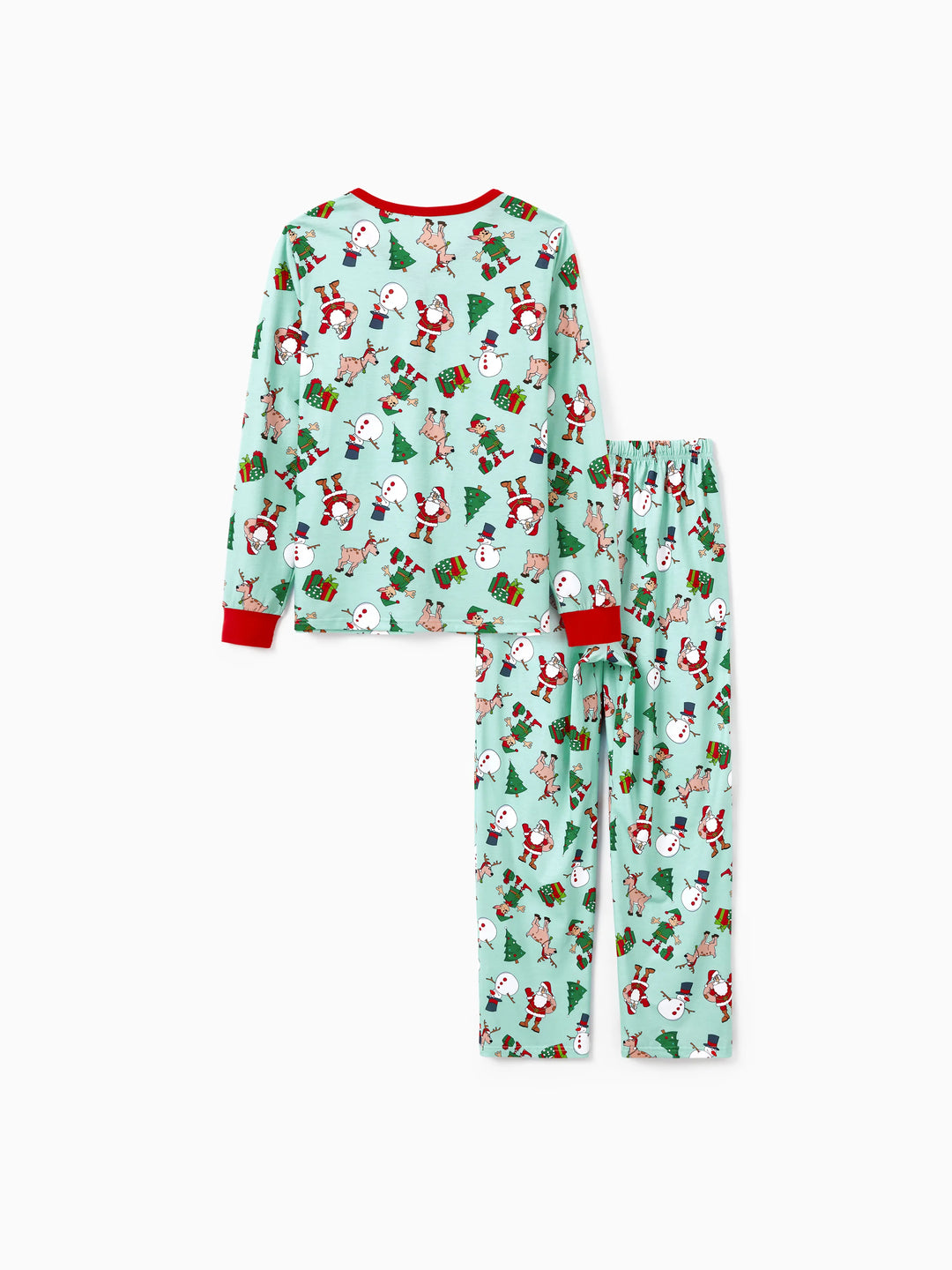 Conjunto de Pijamas de Natal Coordinate para Família com Estampa de Renas e Meias de Natal Verde Claro