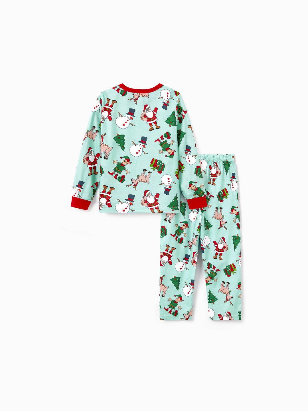Conjunto de Pijamas de Natal Coordinate para Família com Estampa de Renas e Meias de Natal Verde Claro