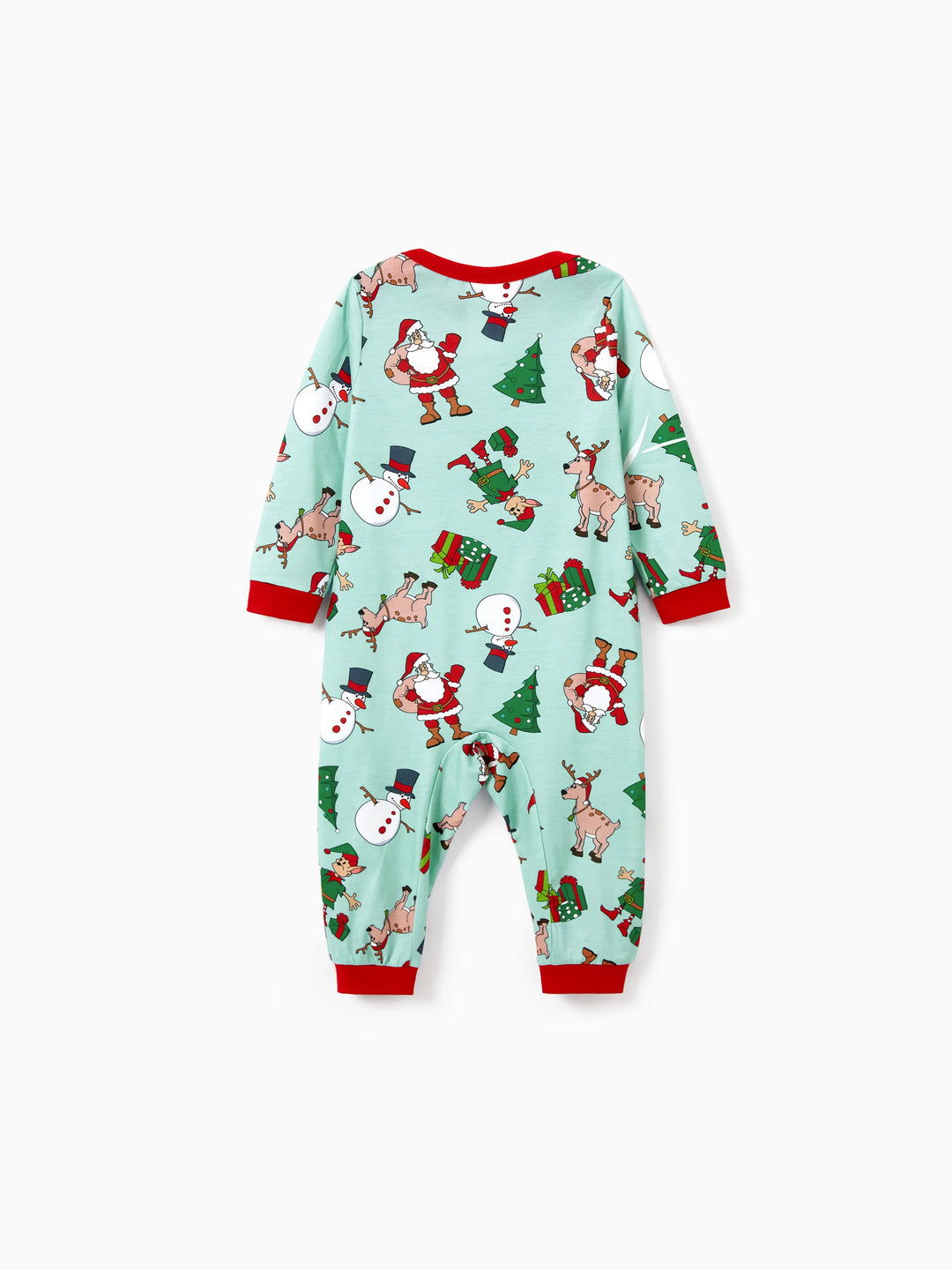 Conjunto de Pijamas de Natal Coordinate para Família com Estampa de Renas e Meias de Natal Verde Claro
