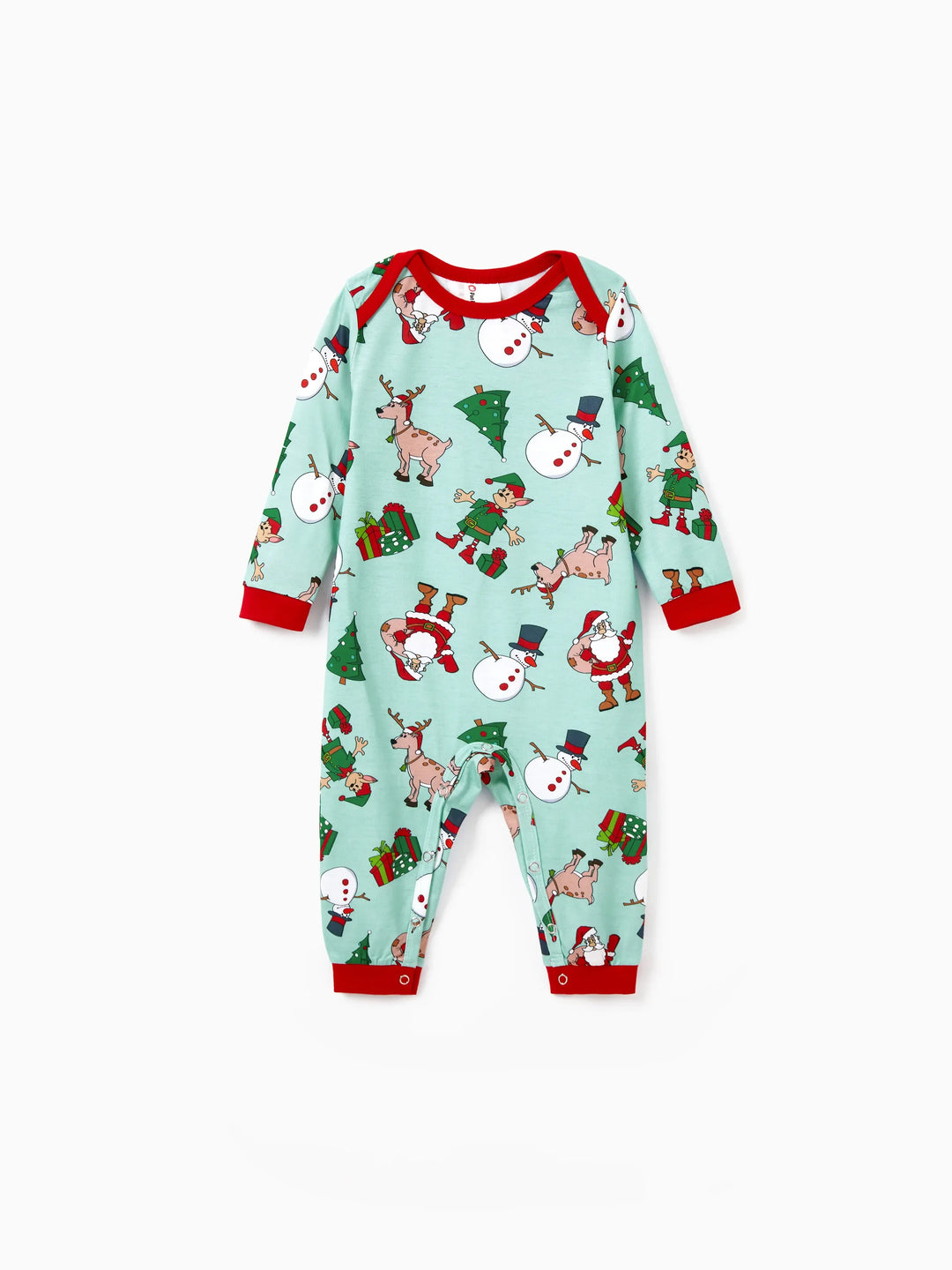 Conjunto de Pijamas de Natal Coordinate para Família com Estampa de Renas e Meias de Natal Verde Claro