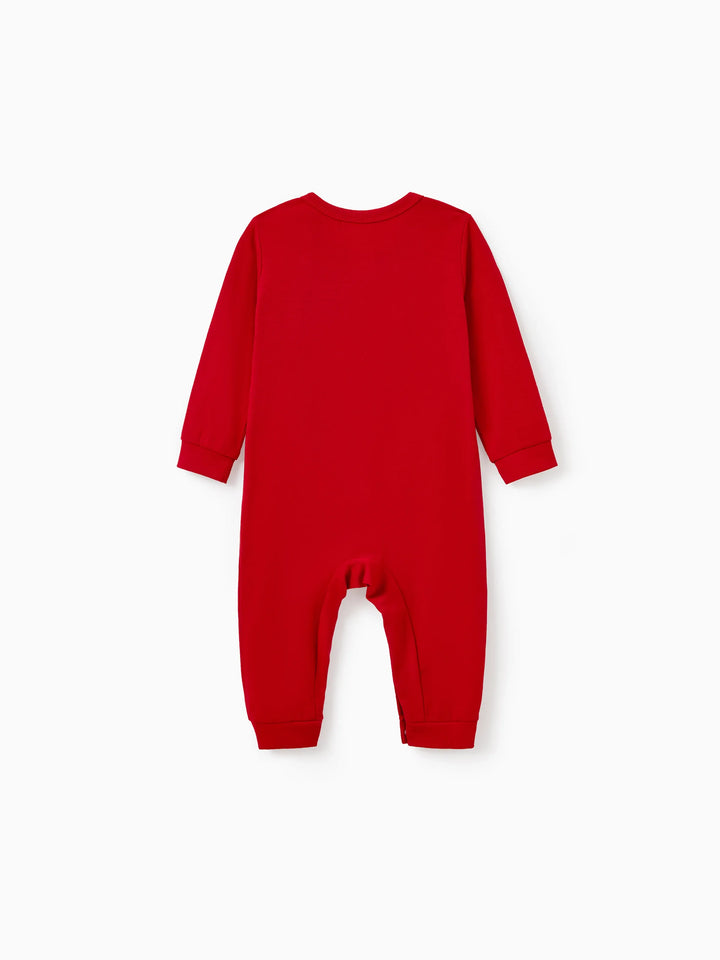 Conjunto de Pijamas em Conjunto para a Família com Estampa de Renas que Brilha no Escuro e Meias de Natal Vermelhas