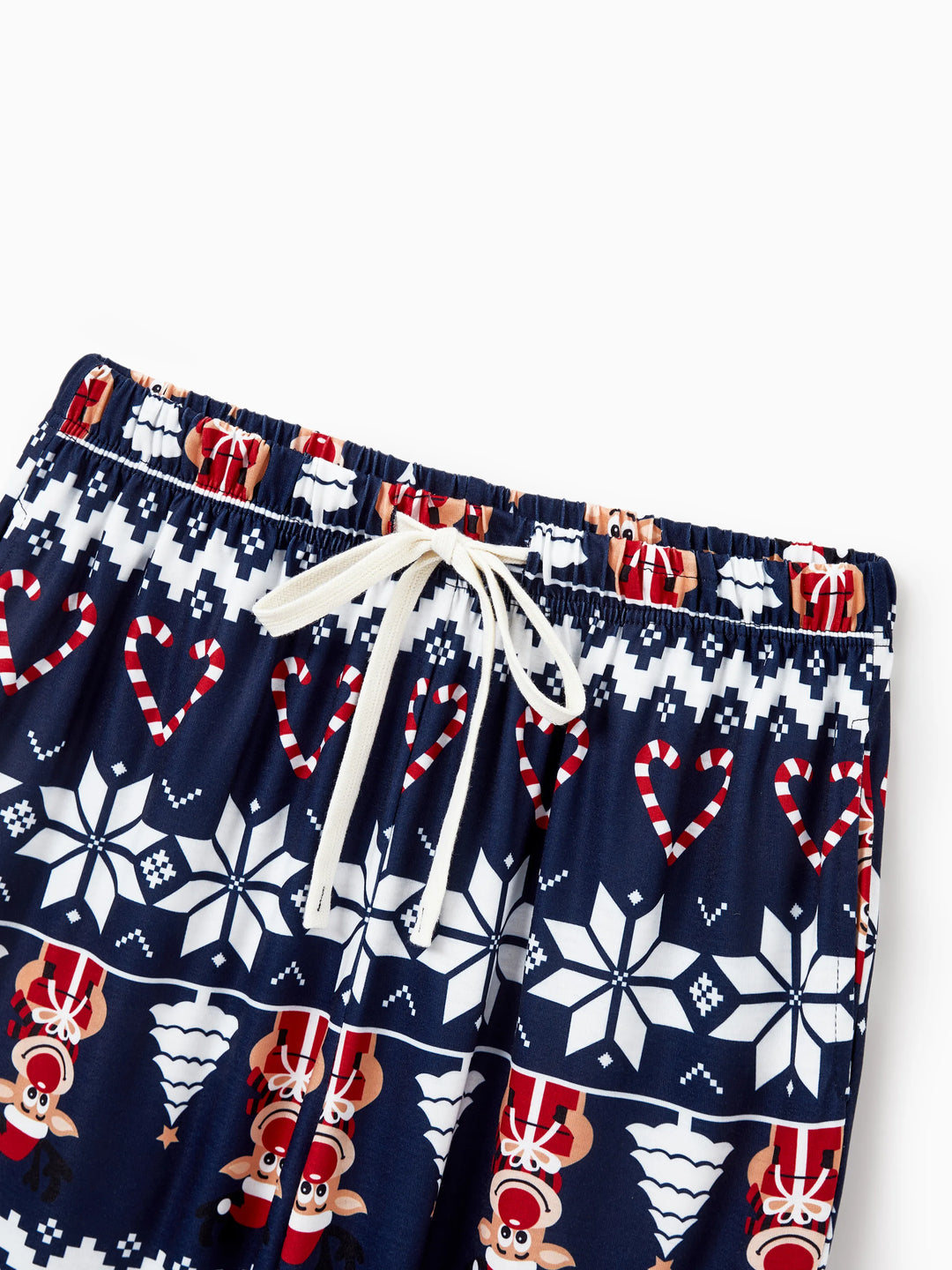 Conjunto de Pijamas para toda a Família a Condizer com Estampa de Renas e Flocos de Neve Azul Escuro