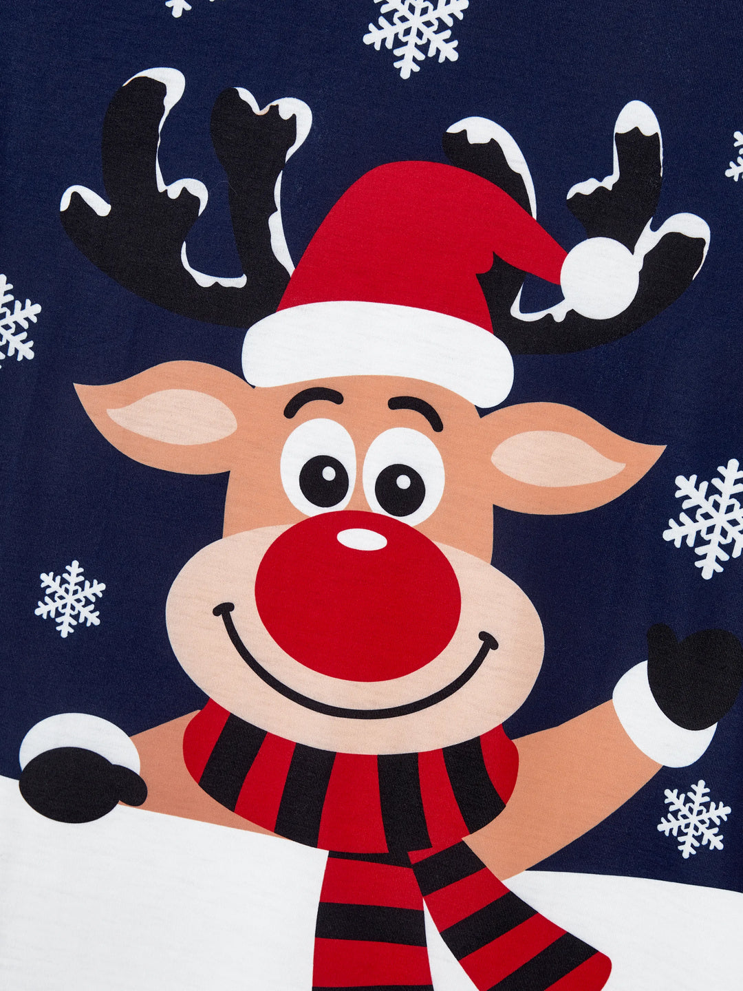 Conjunto de Pijamas para toda a Família a Condizer com Estampa de Renas e Flocos de Neve Azul Escuro