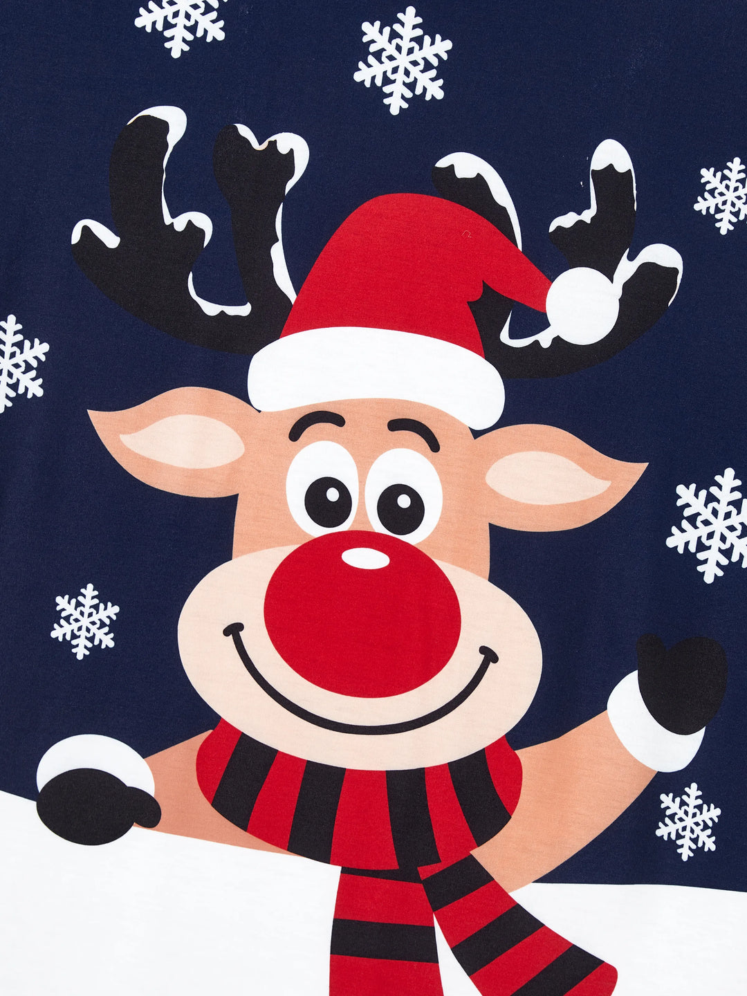 Conjunto de Pijamas para toda a Família a Condizer com Estampa de Renas e Flocos de Neve Azul Escuro