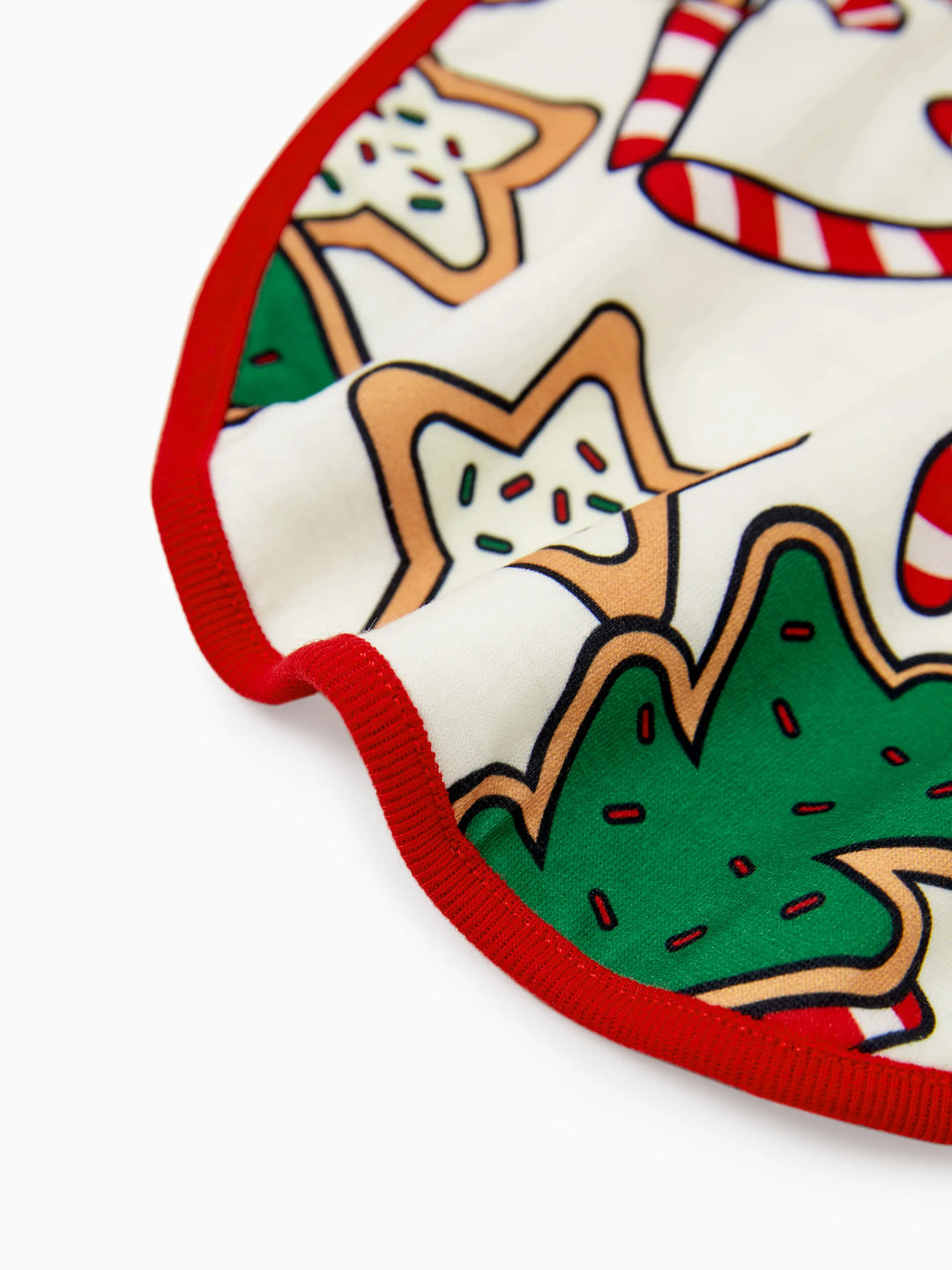 Conjunto de Pijamas em Família a Condizer para o Natal Estampado com Árvore de Natal em Vermelho e Abricot, com Meias de Natal em Abricot