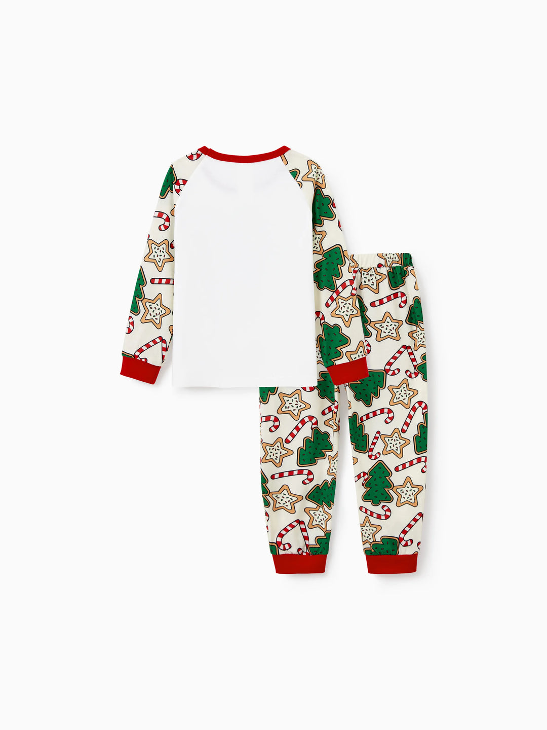 Conjunto de Pijamas em Família a Condizer para o Natal Estampado com Árvore de Natal em Vermelho e Abricot, com Meias de Natal em Abricot