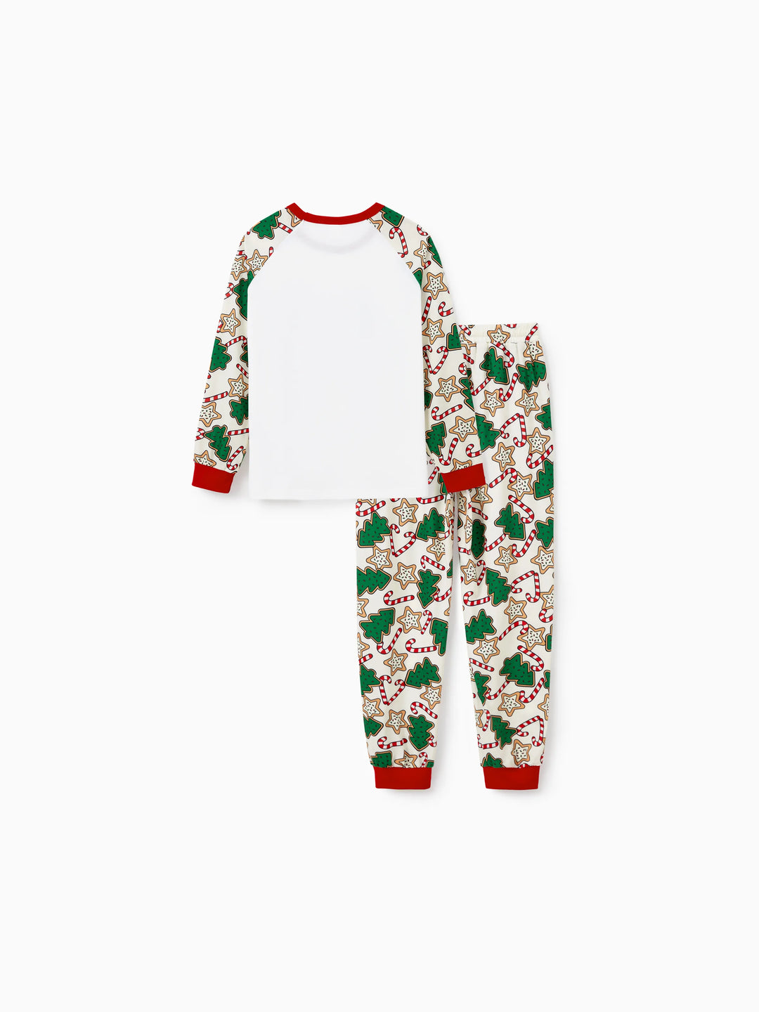 Conjunto de Pijamas em Família a Condizer para o Natal Estampado com Árvore de Natal em Vermelho e Abricot, com Meias de Natal em Abricot