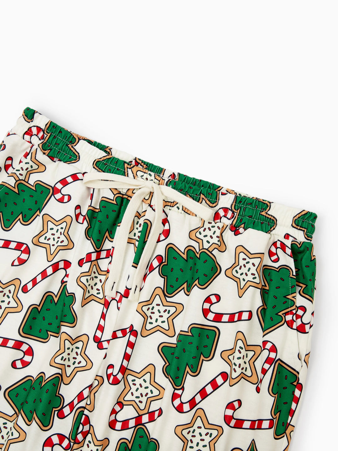 Conjunto de Pijamas em Família a Condizer para o Natal Estampado com Árvore de Natal em Vermelho e Abricot, com Meias de Natal em Abricot