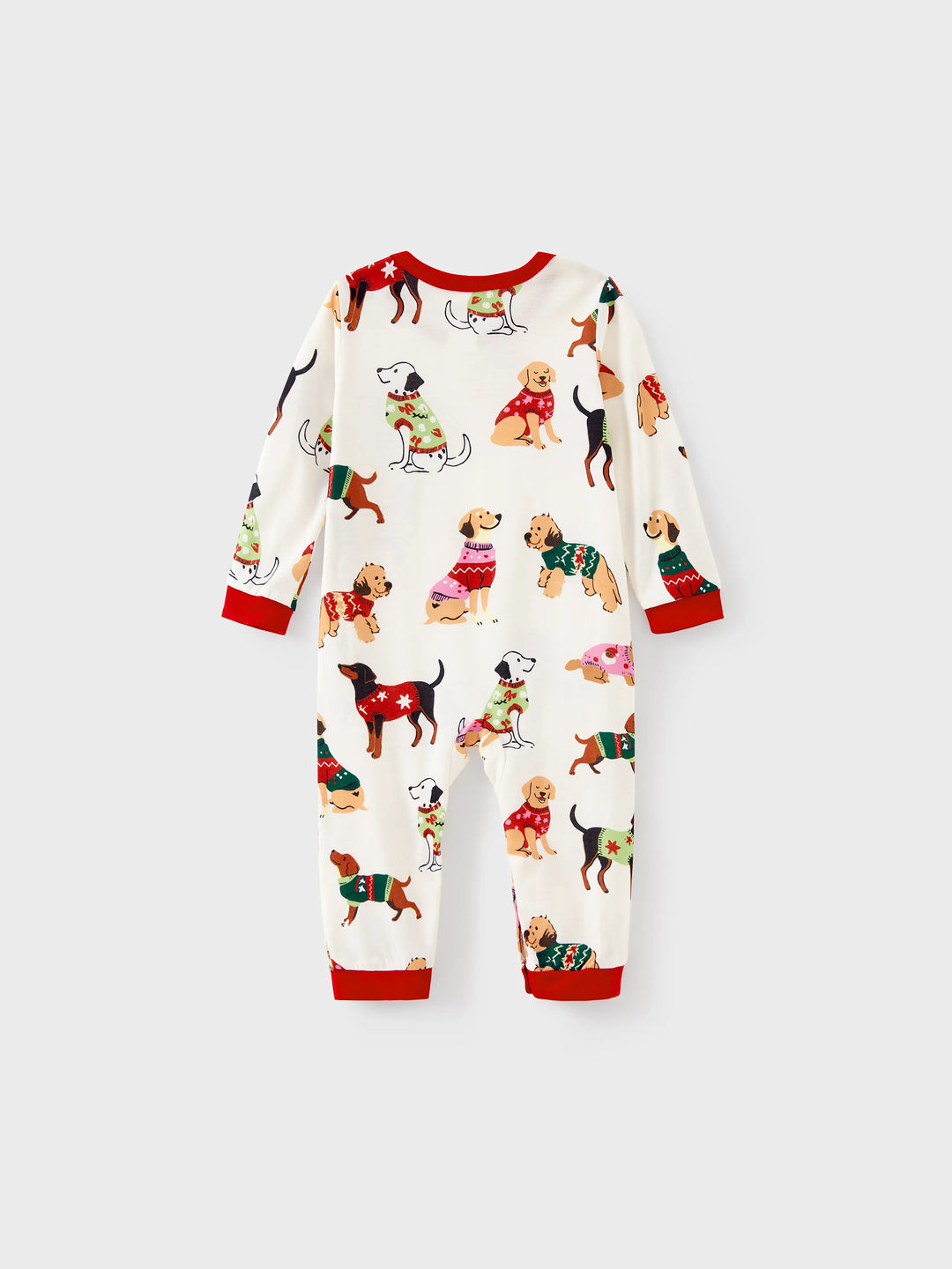 Conjunto de Pijamas Coincidentes para a Família no Natal com Vários Design de Cães e Meias de Natal em Cor Apricot