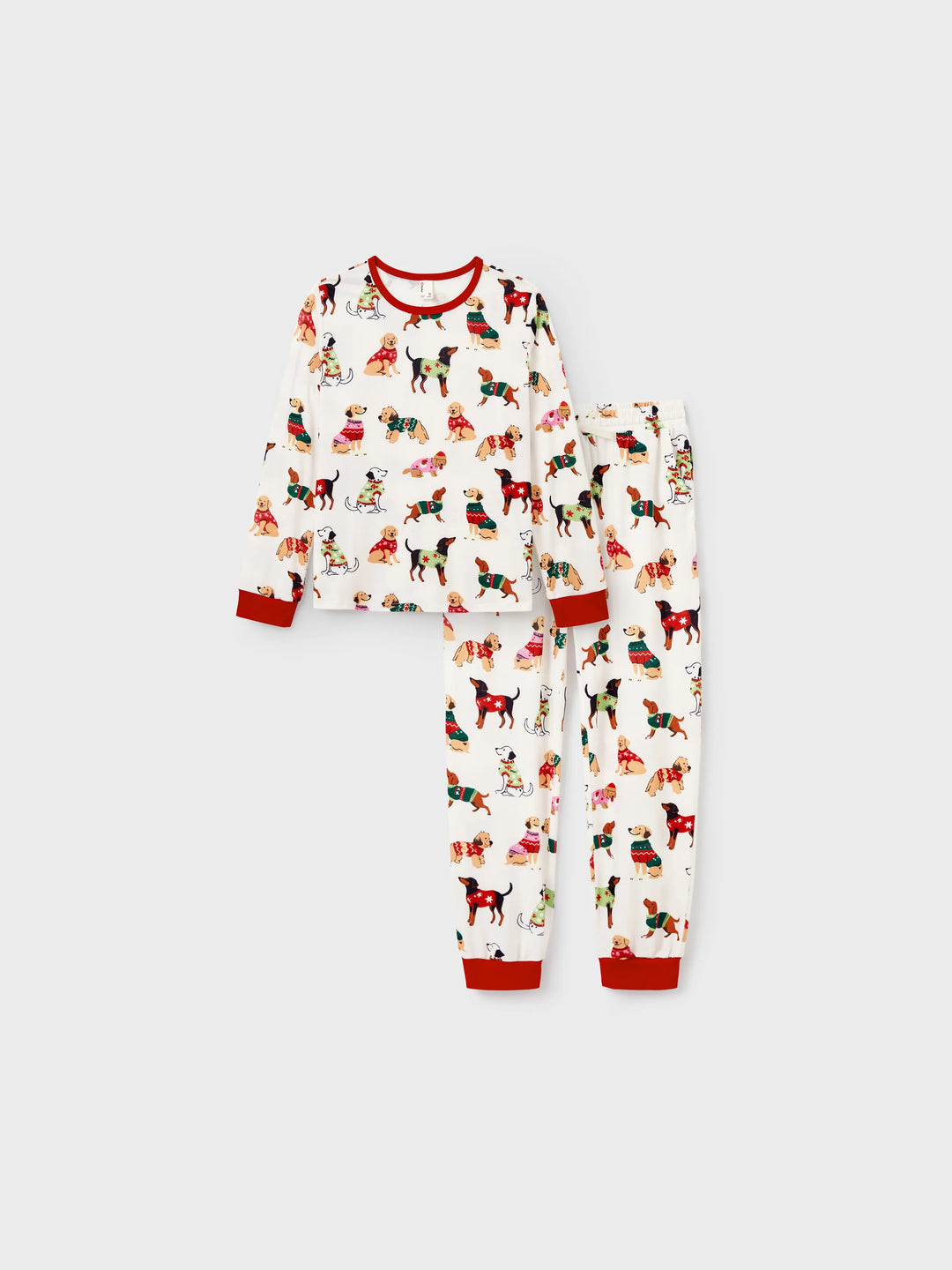 Conjunto de Pijamas Coincidentes para a Família no Natal com Vários Design de Cães e Meias de Natal em Cor Apricot
