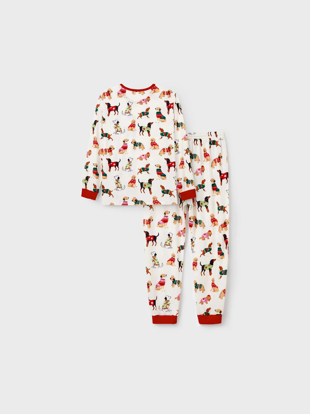 Conjunto de Pijamas Coincidentes para a Família no Natal com Vários Design de Cães e Meias de Natal em Cor Apricot