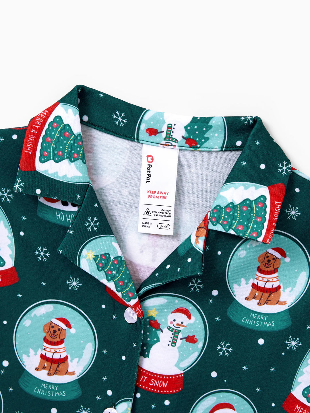 Conjunto de Pijamas Coordinados para a Família com Tema de Natal - Estampa do Pai Natal - Turquesa
