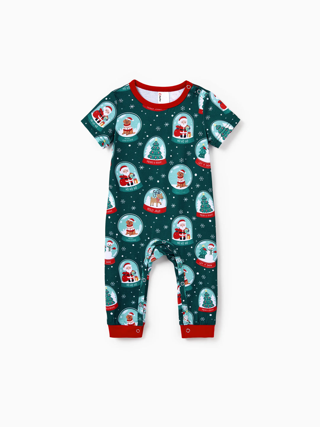 Conjunto de Pijamas Coordinados para a Família com Tema de Natal - Estampa do Pai Natal - Turquesa