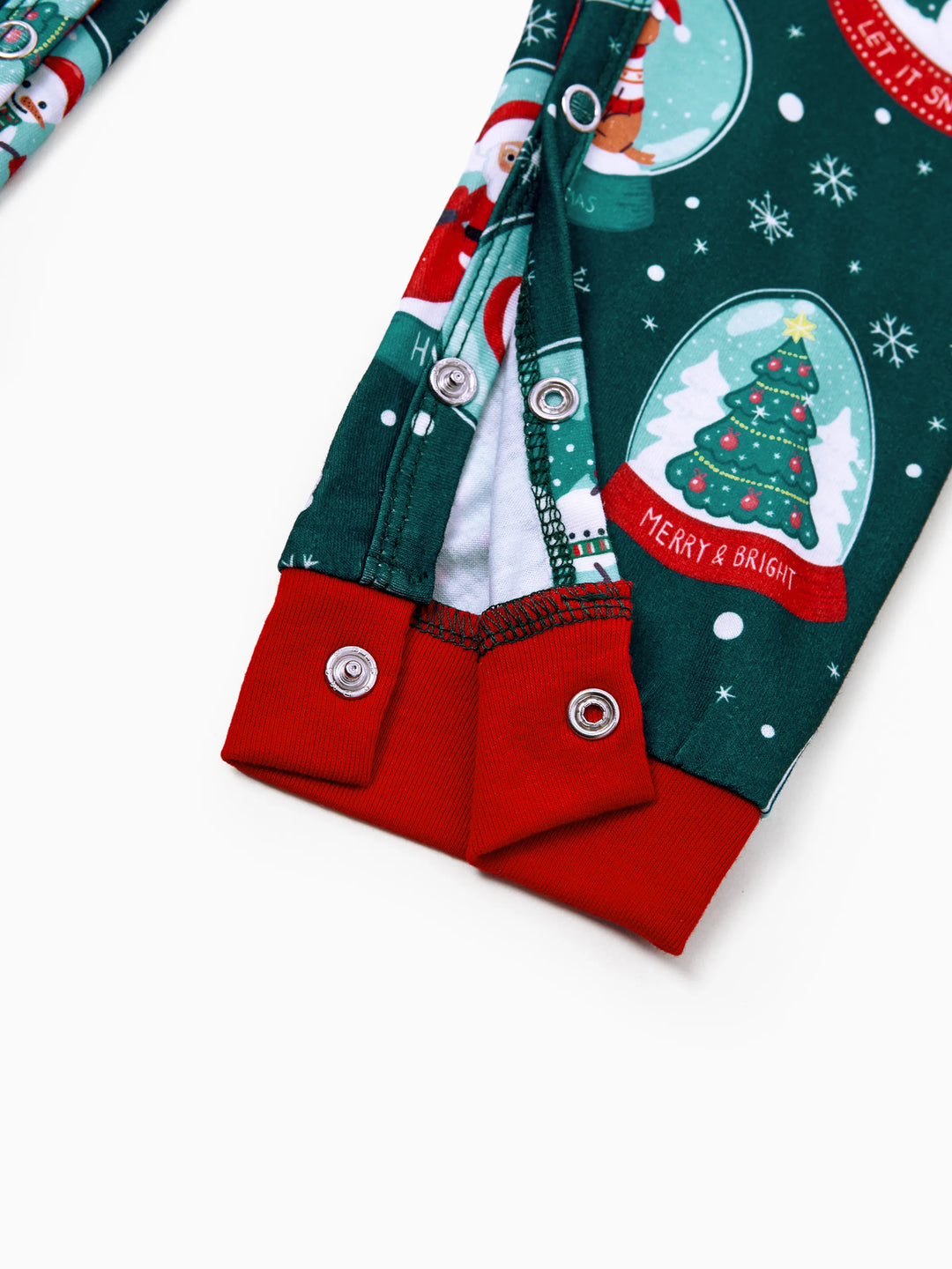 Conjunto de Pijamas Coordinados para a Família com Tema de Natal - Estampa do Pai Natal - Turquesa