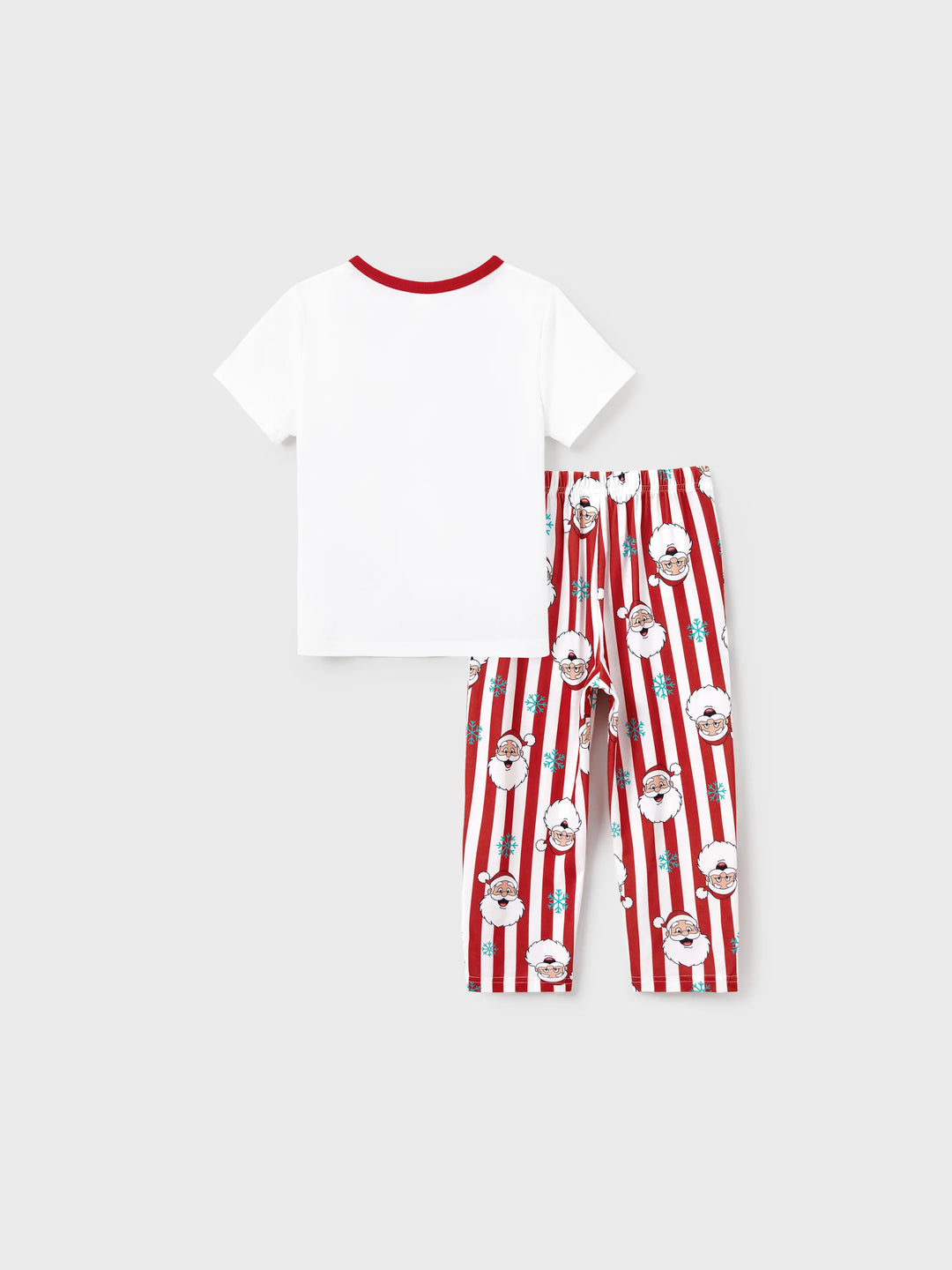 Conjunto de Pijamas de Natal em Conjunto para a Família - Pai Natal e Flocos de Neve em Riscas Vermelhas