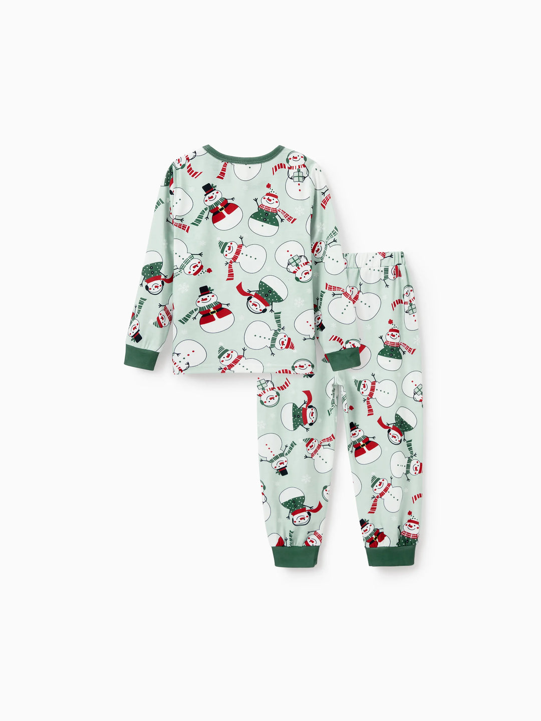 Conjunto de Pijamas de Natal em Família com Estampa de Boneco de Neve e Meias de Natal em Verde Menta