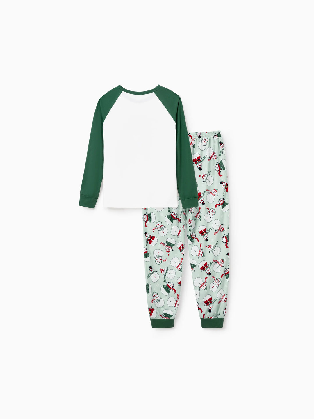 Conjunto de Pijamas de Natal em Família com Estampa de Boneco de Neve e Meias de Natal em Verde Menta