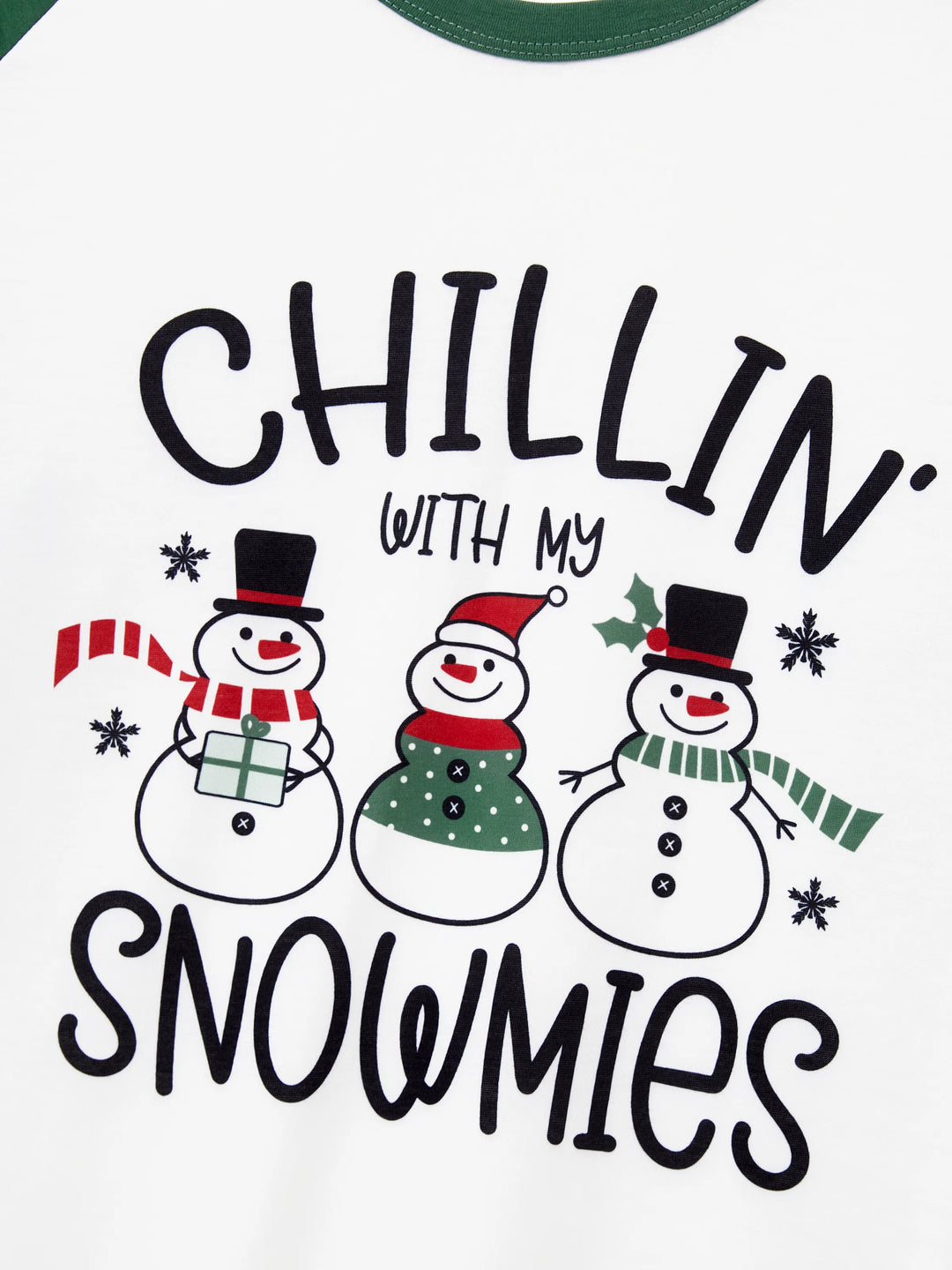 Conjunto de Pijamas de Natal em Família com Estampa de Boneco de Neve e Meias de Natal em Verde Menta