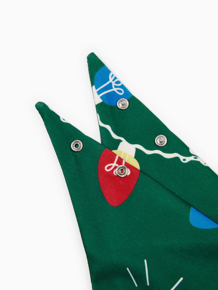 Conjunto de Pijamas de Natal para a Família em Coordenação - Estampado de Renas em Verde com Meias de Natal Verdes