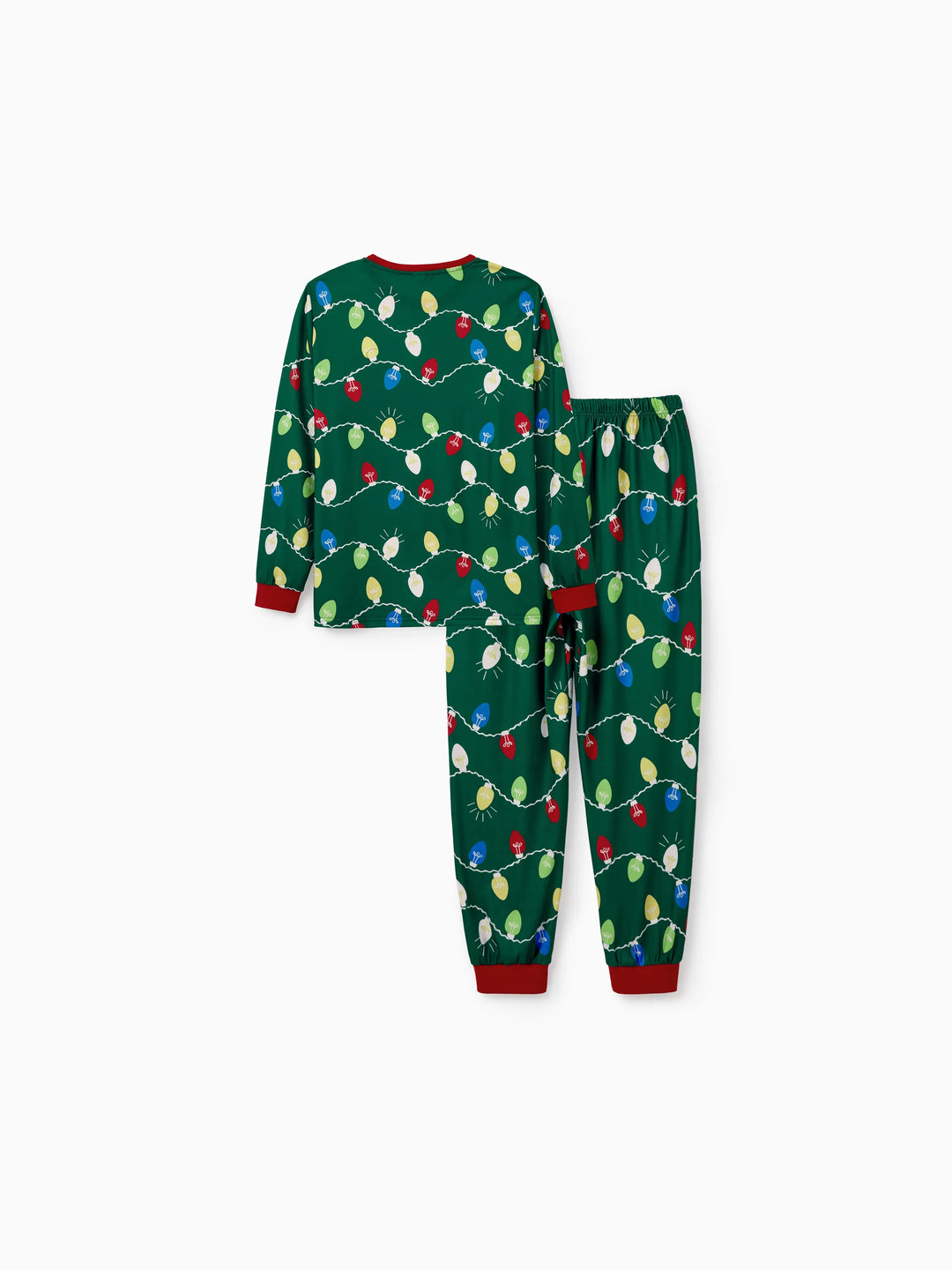 Conjunto de Pijamas de Natal para a Família em Coordenação - Estampado de Renas em Verde com Meias de Natal Verdes