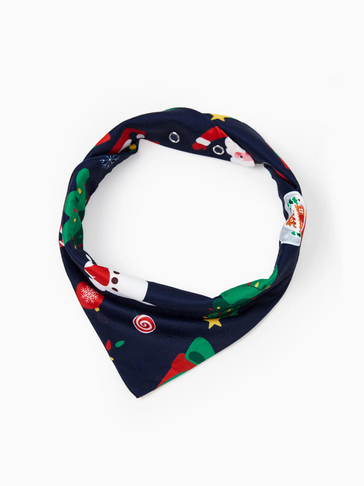 Conjunto de Pijamas para a Família Natalícios a Condizer que Brilha no Escuro - Pai Natal em Azul Escuro com Meias de Natal em Azul Profundo