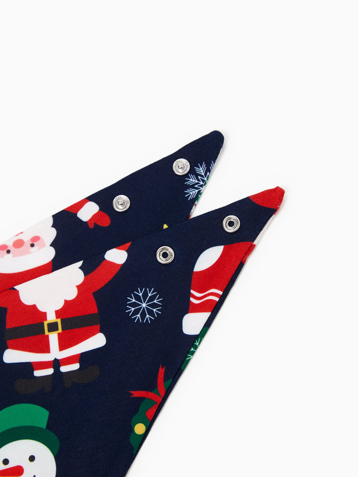 Conjunto de Pijamas para a Família Natalícios a Condizer que Brilha no Escuro - Pai Natal em Azul Escuro com Meias de Natal em Azul Profundo