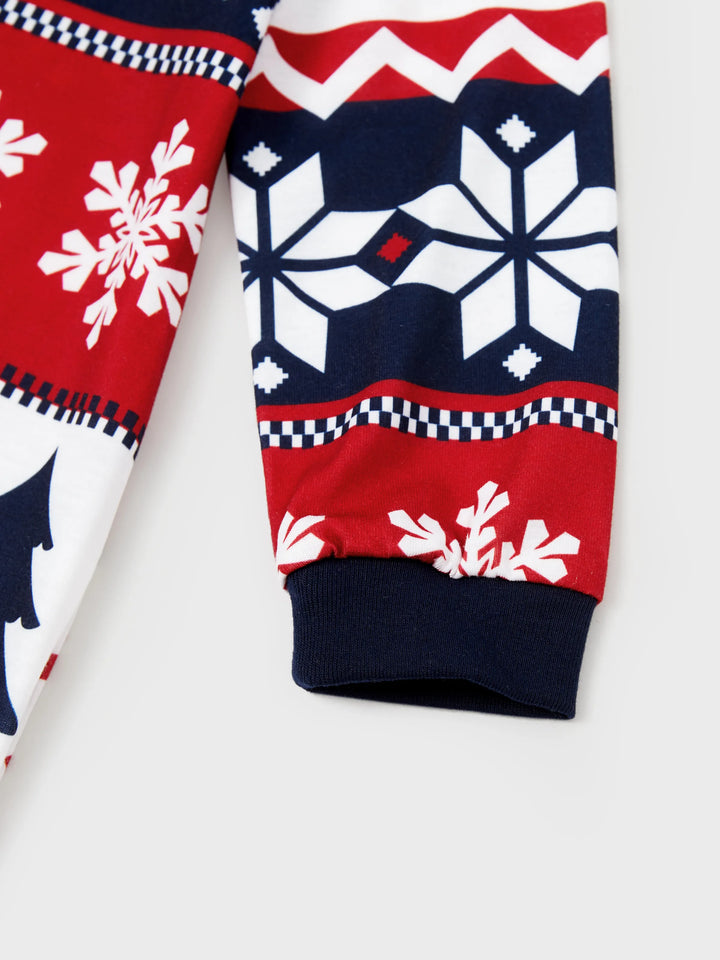 Conjunto de Pijamas em Conjunto para a Família de Natal com Print do Pai Natal que Brilha no Escuro e Meias de Natal em Azul Escuro