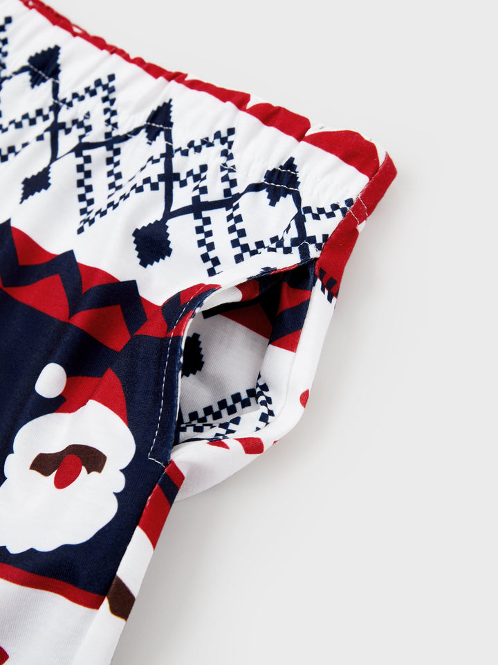 Conjunto de Pijamas em Conjunto para a Família de Natal com Print do Pai Natal que Brilha no Escuro e Meias de Natal em Azul Escuro