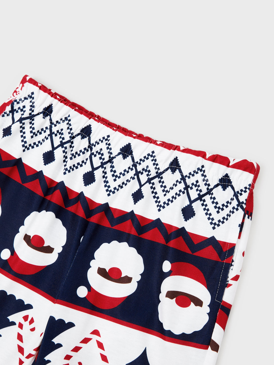 Conjunto de Pijamas em Conjunto para a Família de Natal com Print do Pai Natal que Brilha no Escuro e Meias de Natal em Azul Escuro