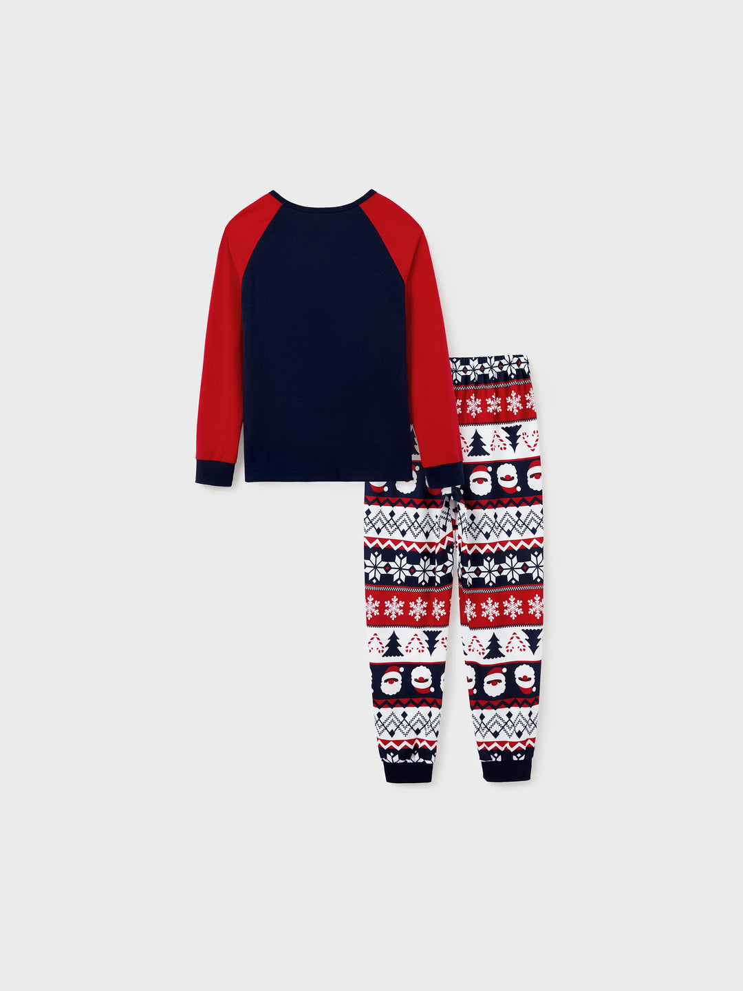 Conjunto de Pijamas em Conjunto para a Família de Natal com Print do Pai Natal que Brilha no Escuro e Meias de Natal em Azul Escuro