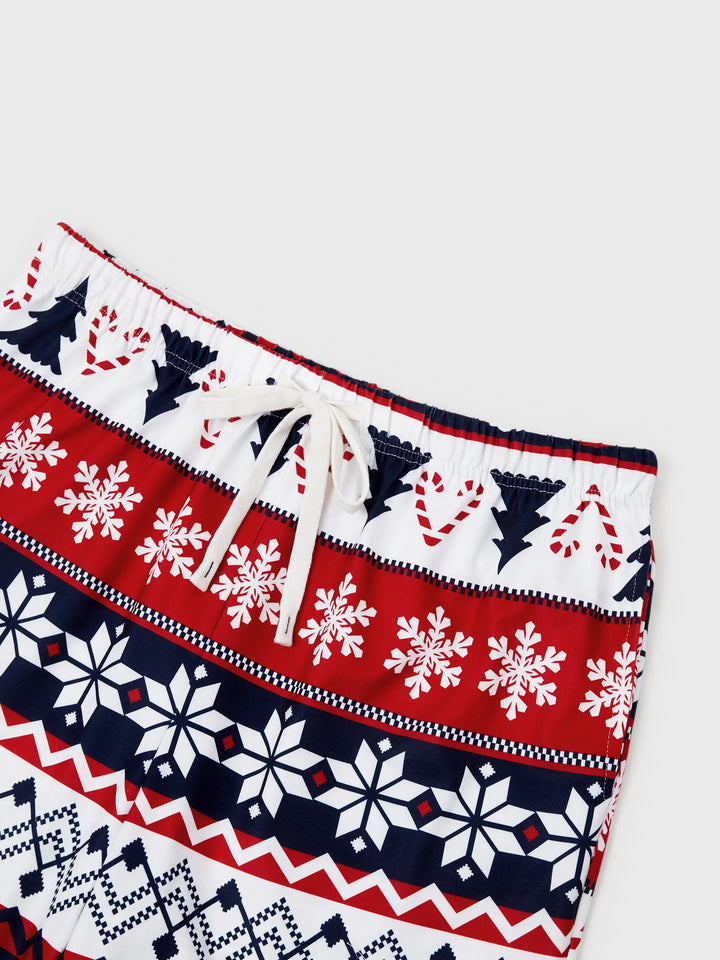 Conjunto de Pijamas em Conjunto para a Família de Natal com Print do Pai Natal que Brilha no Escuro e Meias de Natal em Azul Escuro