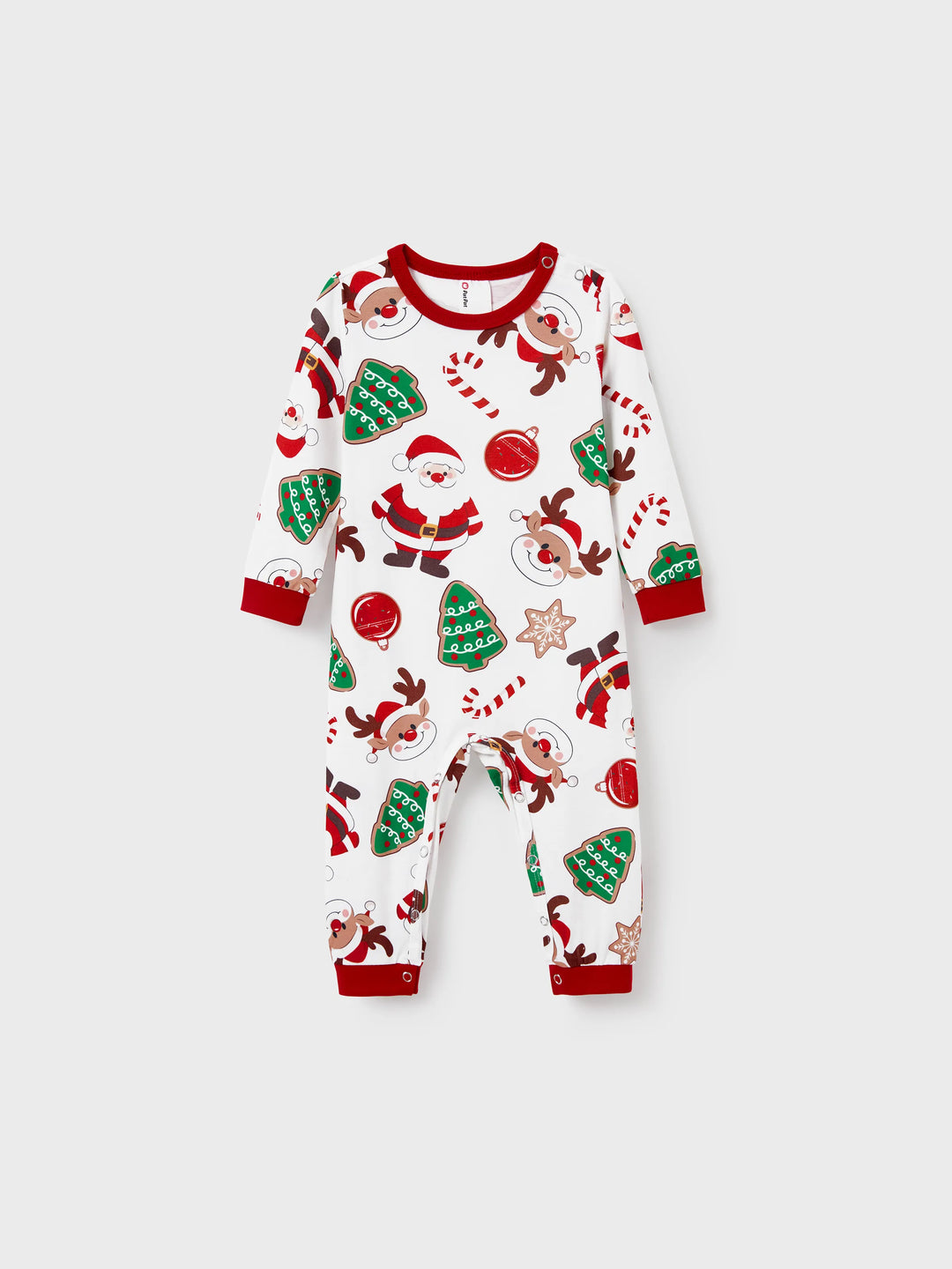Conjunto de Pijamas em Família para o Natal com Estampa de Pai Natal que Brilha no Escuro, Inclui Meias de Natal em Cores Contrastantes.