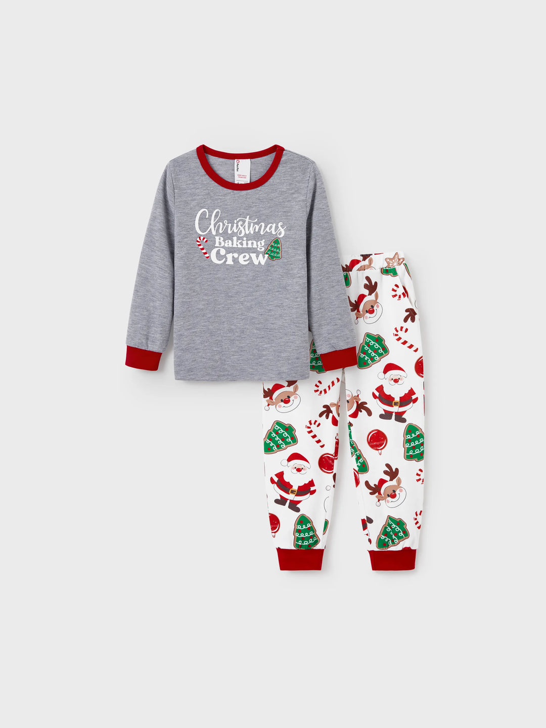 Conjunto de Pijamas em Família para o Natal com Estampa de Pai Natal que Brilha no Escuro, Inclui Meias de Natal em Cores Contrastantes.