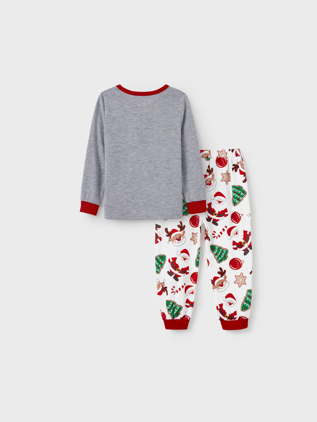 Conjunto de Pijamas em Família para o Natal com Estampa de Pai Natal que Brilha no Escuro, Inclui Meias de Natal em Cores Contrastantes.