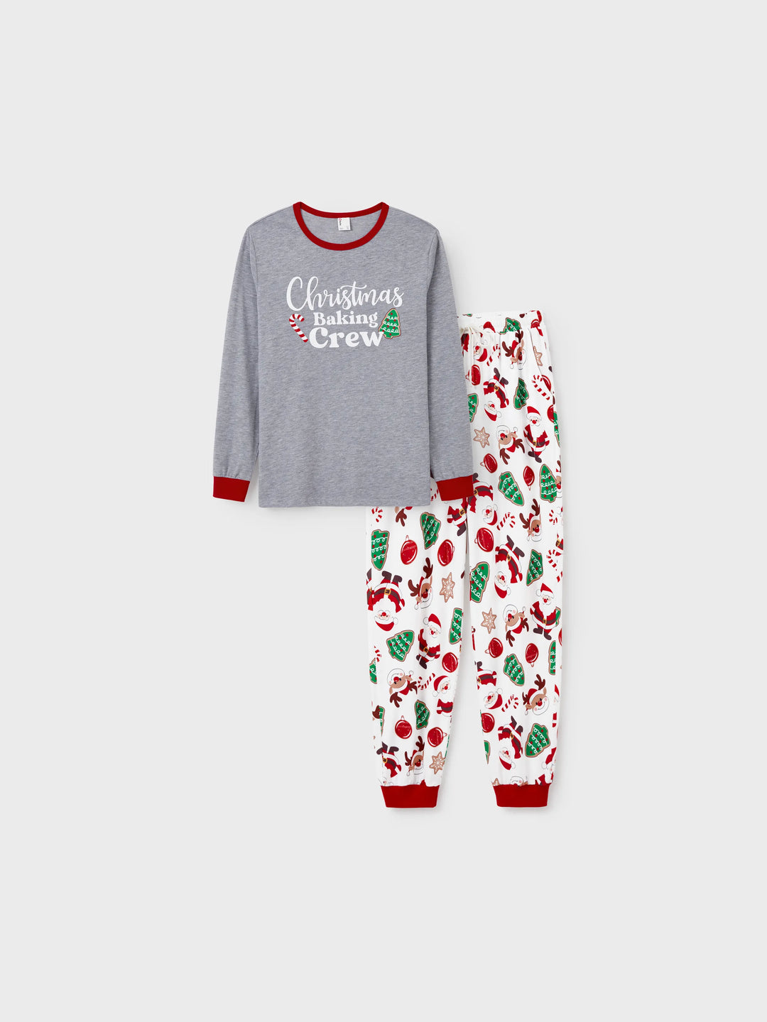 Conjunto de Pijamas em Família para o Natal com Estampa de Pai Natal que Brilha no Escuro, Inclui Meias de Natal em Cores Contrastantes.