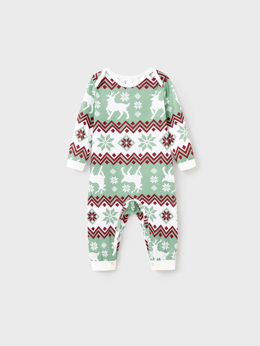 Conjunto de Pijamas de Natal para a Família com Estampado de Espírito Natalício e Flocos de Neve, incluindo Meias de Natal - Verde Claro