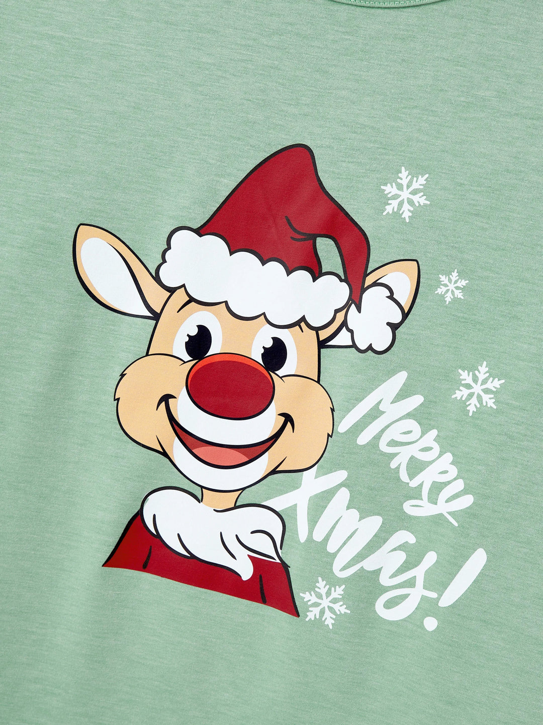 Conjunto de Pijamas de Natal para a Família com Estampado de Espírito Natalício e Flocos de Neve, incluindo Meias de Natal - Verde Claro