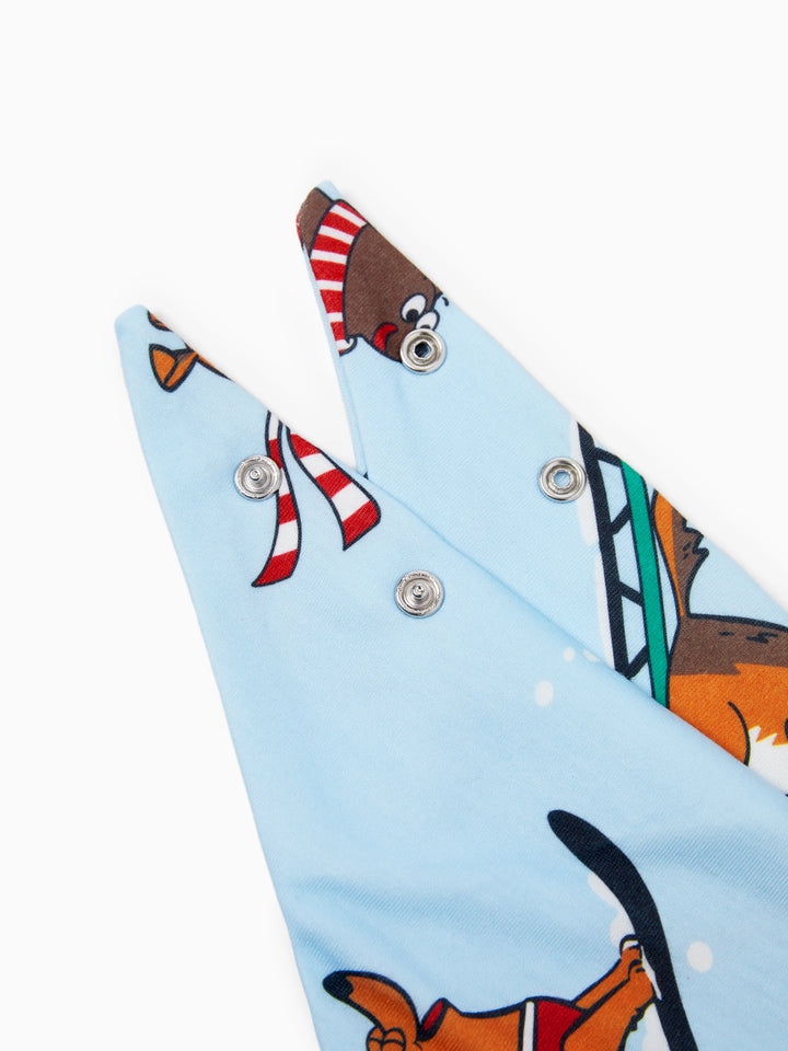 Conjunto de Pijamas de Natal para a Família com Estampa de Cães de trenó e Meias de Natal Azuis