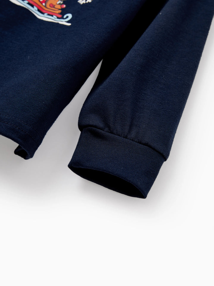 Conjunto de Pijamas de Natal para a Família com Estampa de Cães de trenó e Meias de Natal Azuis