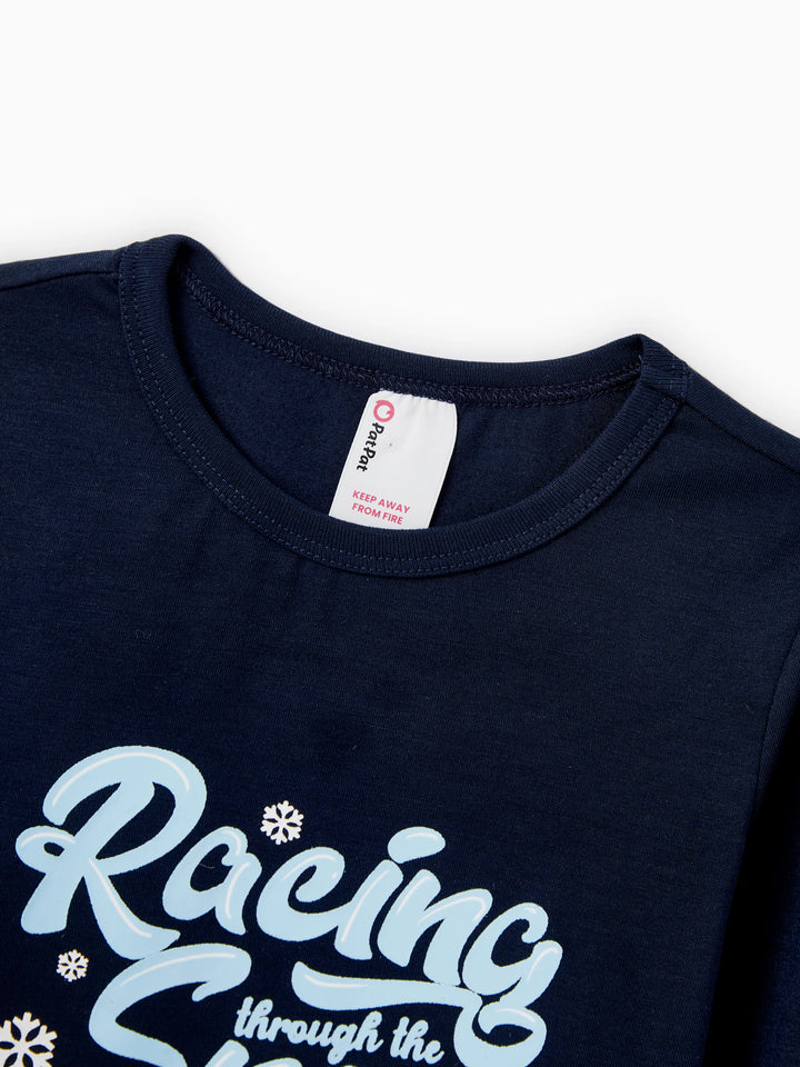 Conjunto de Pijamas de Natal para a Família com Estampa de Cães de trenó e Meias de Natal Azuis