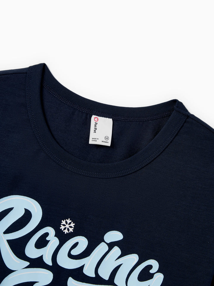 Conjunto de Pijamas de Natal para a Família com Estampa de Cães de trenó e Meias de Natal Azuis