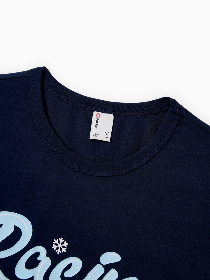 Conjunto de Pijamas de Natal para a Família com Estampa de Cães de trenó e Meias de Natal Azuis