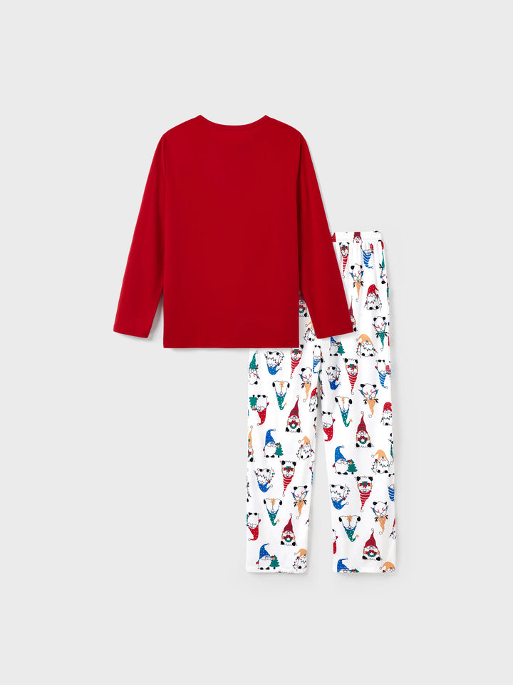 Conjunto de Pijamas de Natal em Família com Estampa de Gnomo Natalício e Meias de Natal Vermelhas