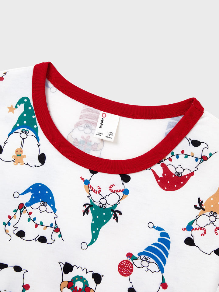 Conjunto de Pijamas de Natal em Família com Estampa de Gnomo Natalício e Meias de Natal Vermelhas