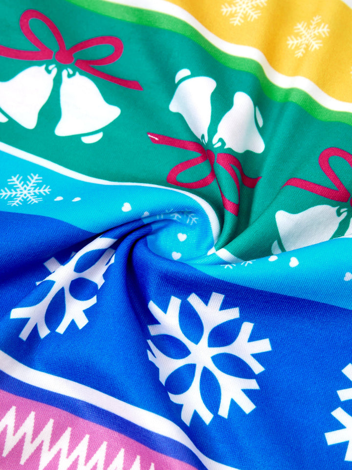 Conjunto de Pijamas de Natal para a Família com Padrão de Gnomos e Listras, incluindo Meias de Natal em Multicor