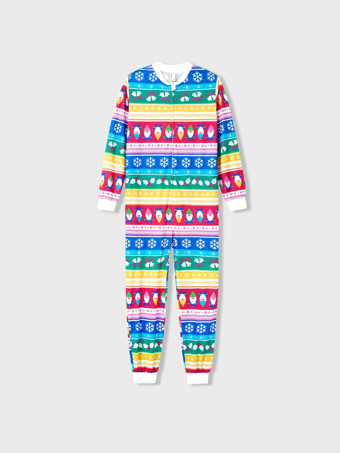 Conjunto de Pijamas de Natal para a Família com Padrão de Gnomos e Listras, incluindo Meias de Natal em Multicor