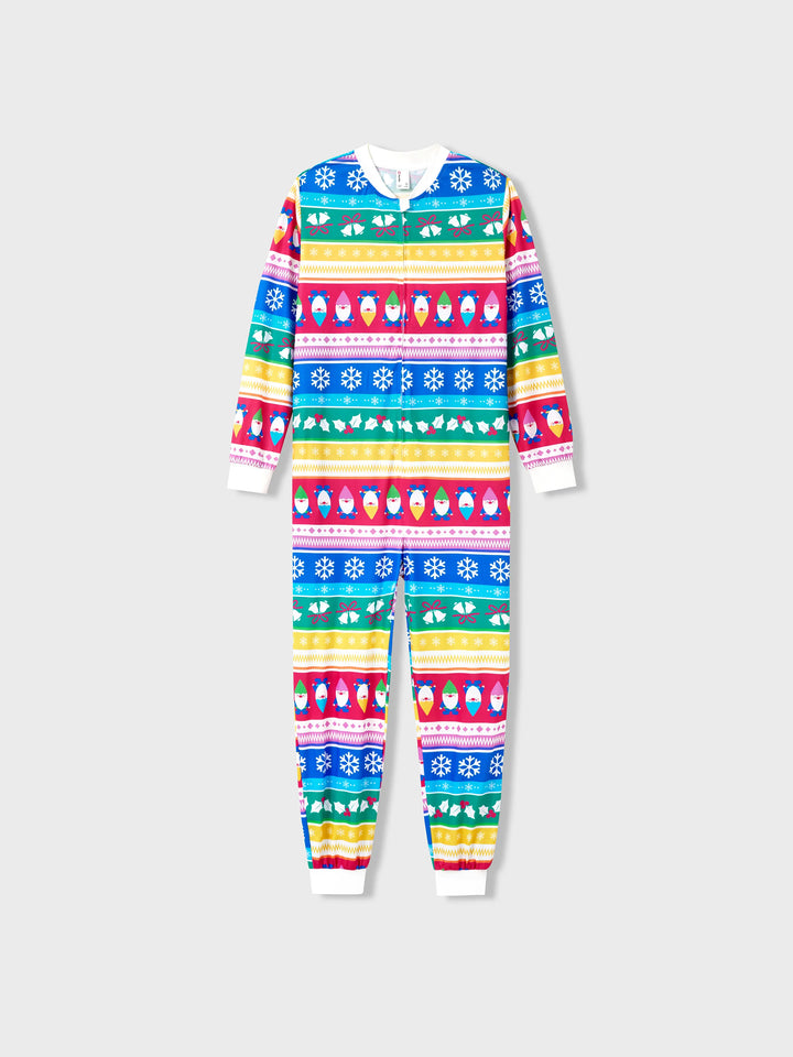 Conjunto de Pijamas de Natal para a Família com Padrão de Gnomos e Listras, incluindo Meias de Natal em Multicor