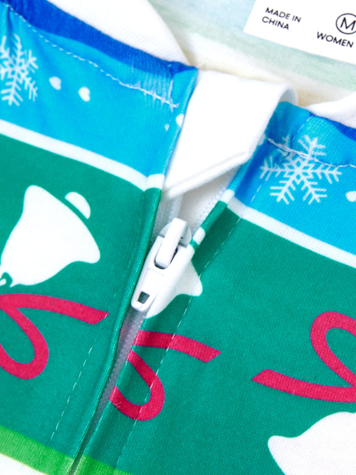 Conjunto de Pijamas de Natal para a Família com Padrão de Gnomos e Listras, incluindo Meias de Natal em Multicor