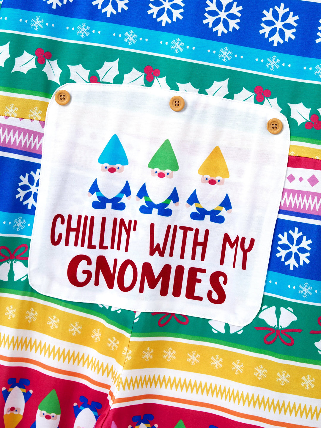 Conjunto de Pijamas de Natal para a Família com Padrão de Gnomos e Listras, incluindo Meias de Natal em Multicor