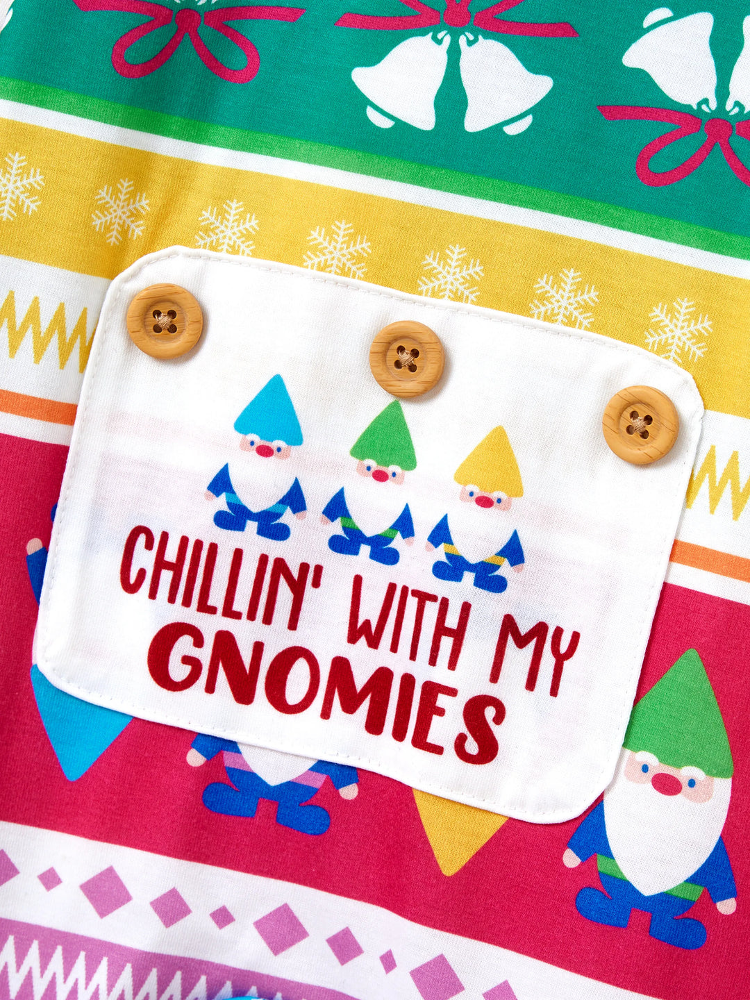 Conjunto de Pijamas de Natal para a Família com Padrão de Gnomos e Listras, incluindo Meias de Natal em Multicor